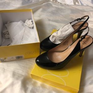 Joan& David black patent heels
